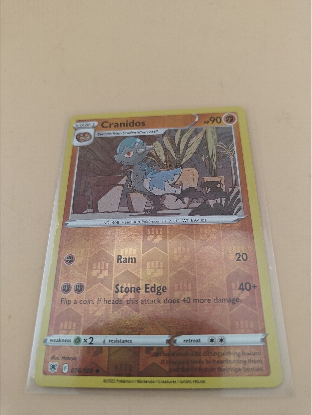 Pokemon Cranidos 076/189 Reverse Holo Astral Radiance Uncommon Near Mint